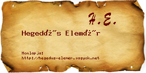 Hegedűs Elemér névjegykártya